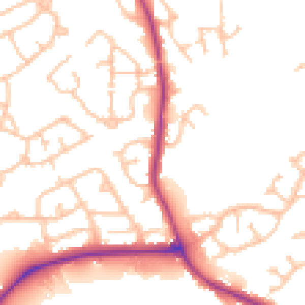 Daytime road noise heatmap for DY4 0BY