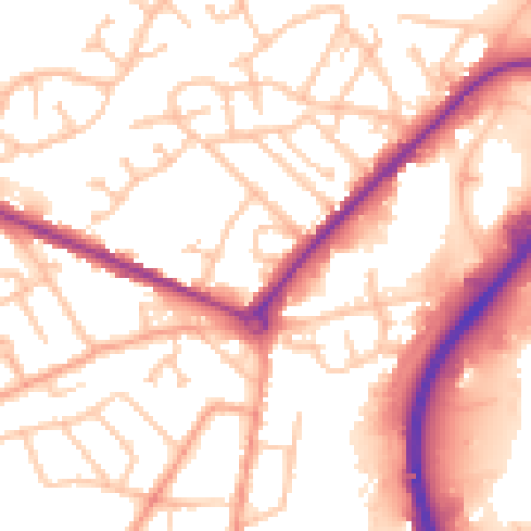 Daytime road noise heatmap for DY4 0DD