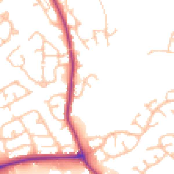 Daytime road noise heatmap for DY4 0DG