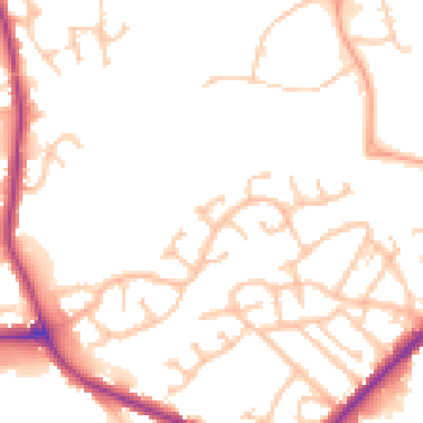 Daytime road noise heatmap for DY4 0DJ