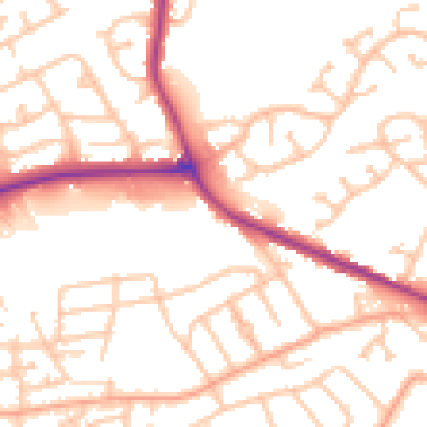Daytime road noise heatmap for DY4 0DN