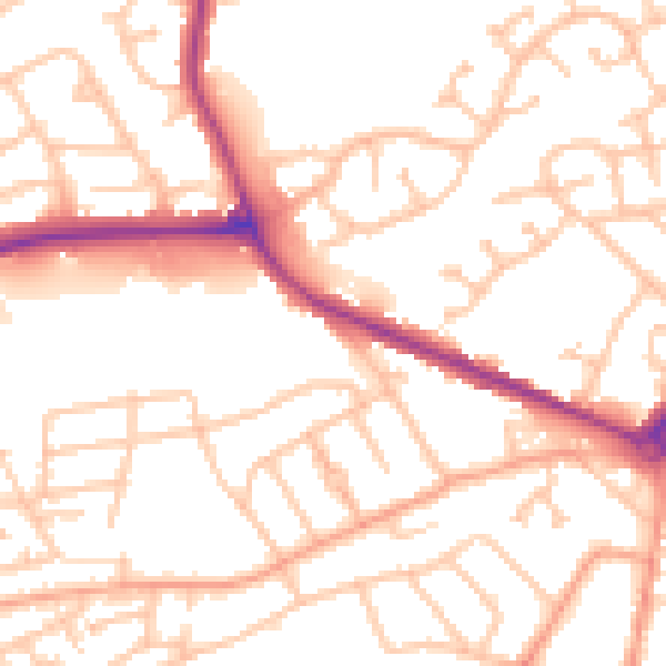 Daytime road noise heatmap for DY4 0DP