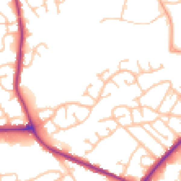 Daytime road noise heatmap for DY4 0DQ