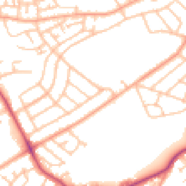 Daytime road noise heatmap for DY4 0NQ