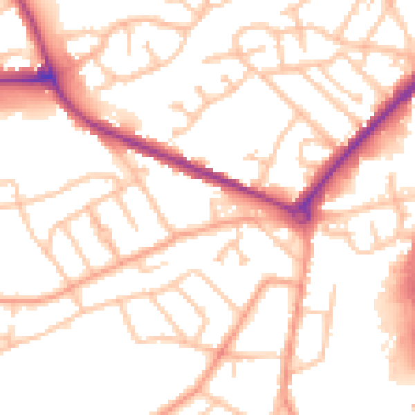 Daytime road noise heatmap for DY4 0UP
