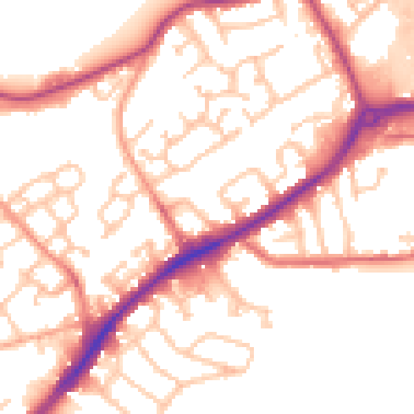 Daytime road noise heatmap for DY4 7AD