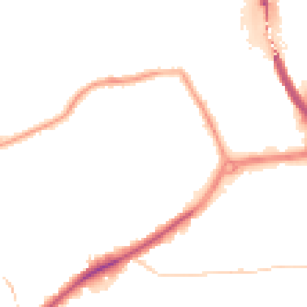 Night-time road noise heatmap for DY4 7BG