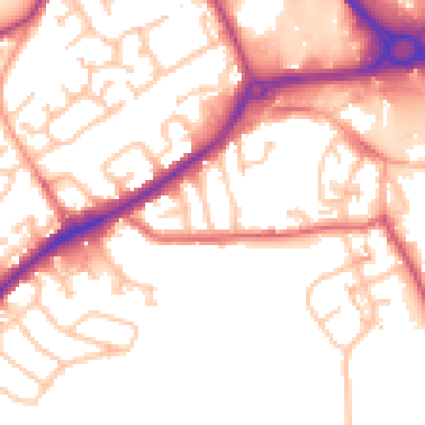 Daytime road noise heatmap for DY4 7DZ