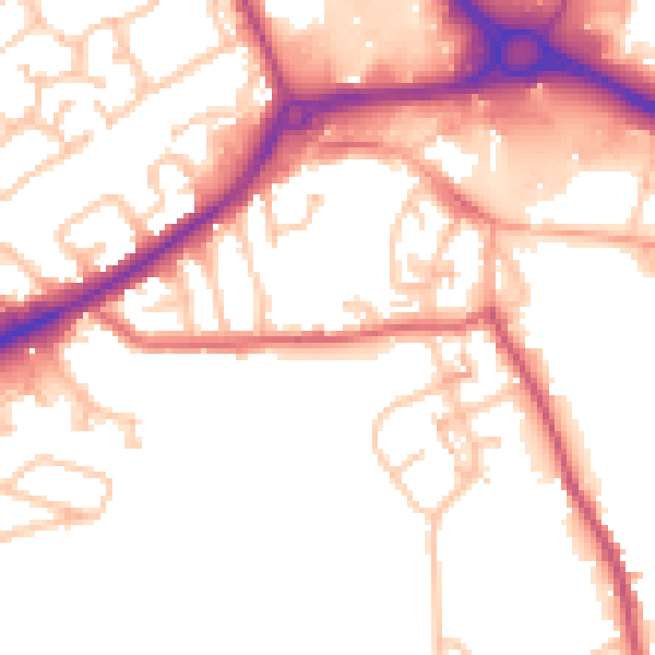 Daytime road noise heatmap for DY4 7JB