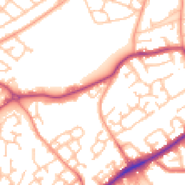 Daytime road noise heatmap for DY4 7ND