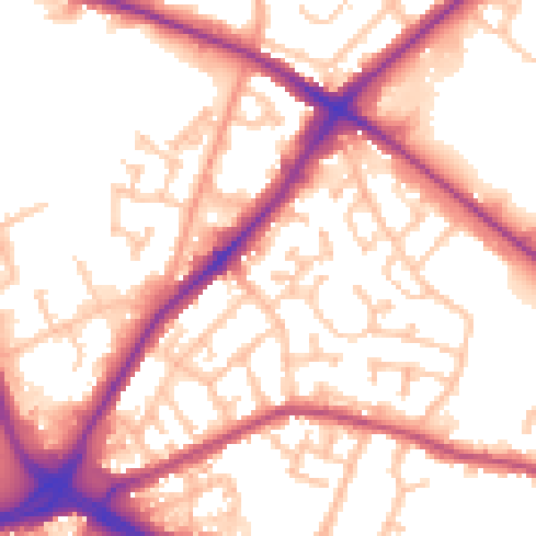 Daytime road noise heatmap for DY4 7XW
