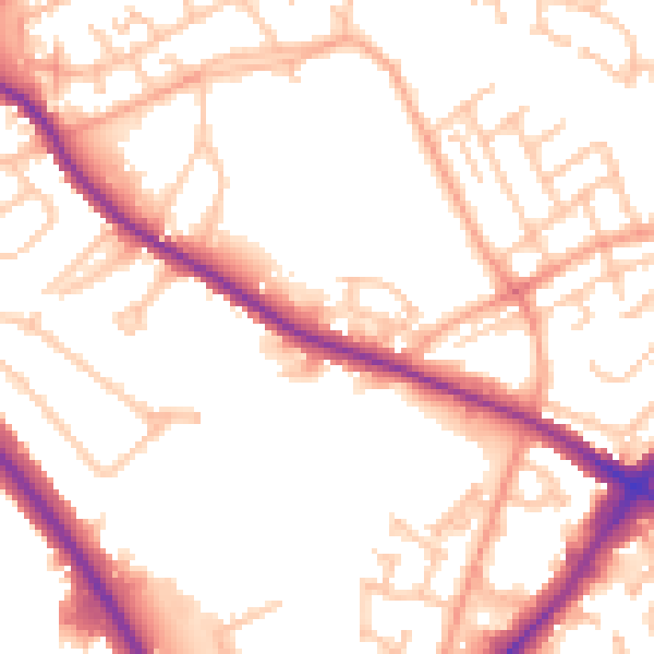 Daytime road noise heatmap for DY4 8LJ