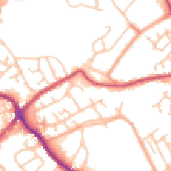 Daytime road noise heatmap for DY4 8QG