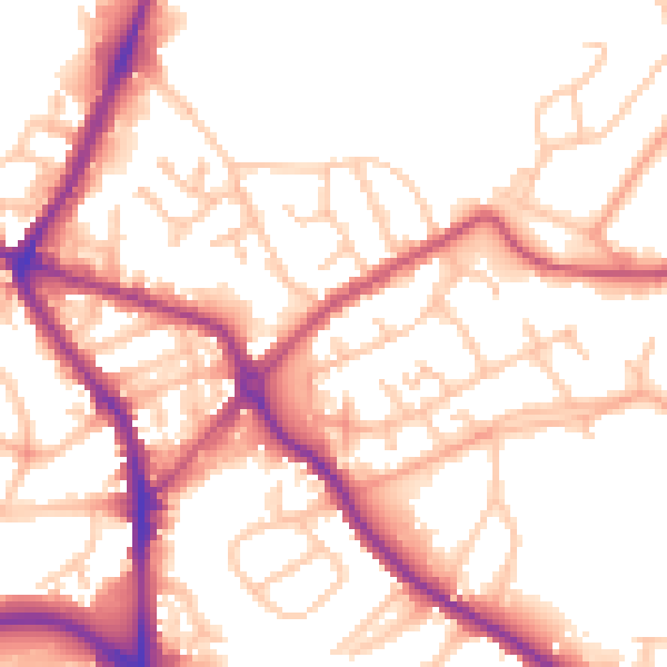Daytime road noise heatmap for DY4 8QS