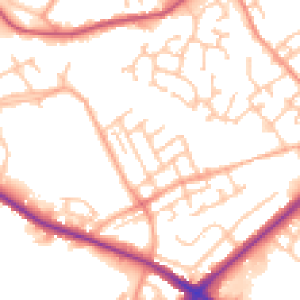Daytime road noise heatmap for DY4 8SH