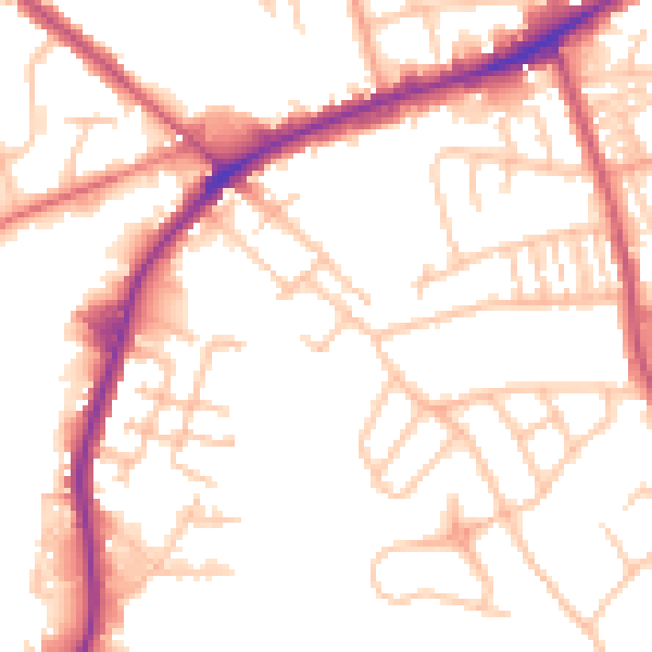 Daytime road noise heatmap for DY4 9BF