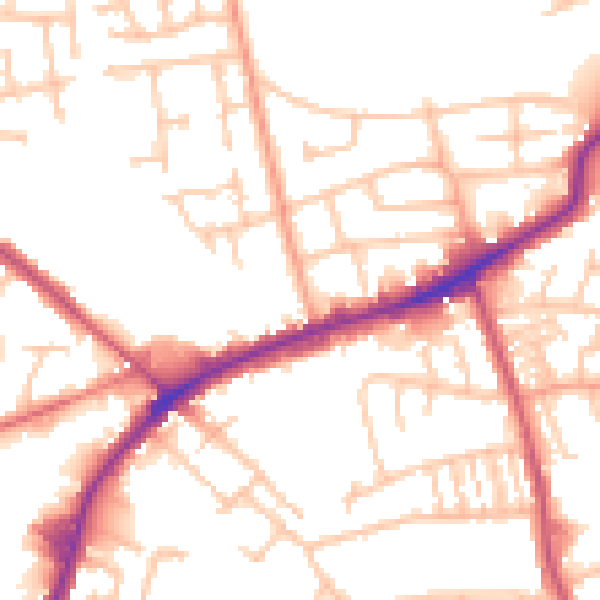 Daytime road noise heatmap for DY4 9DR