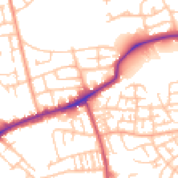 Daytime road noise heatmap for DY4 9JP