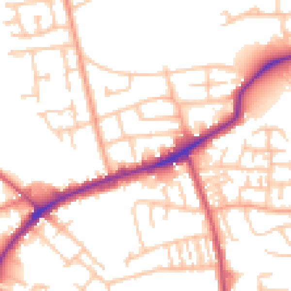 Daytime road noise heatmap for DY4 9JX