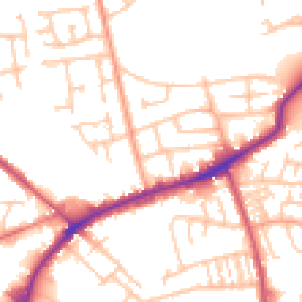 Daytime road noise heatmap for DY4 9JZ