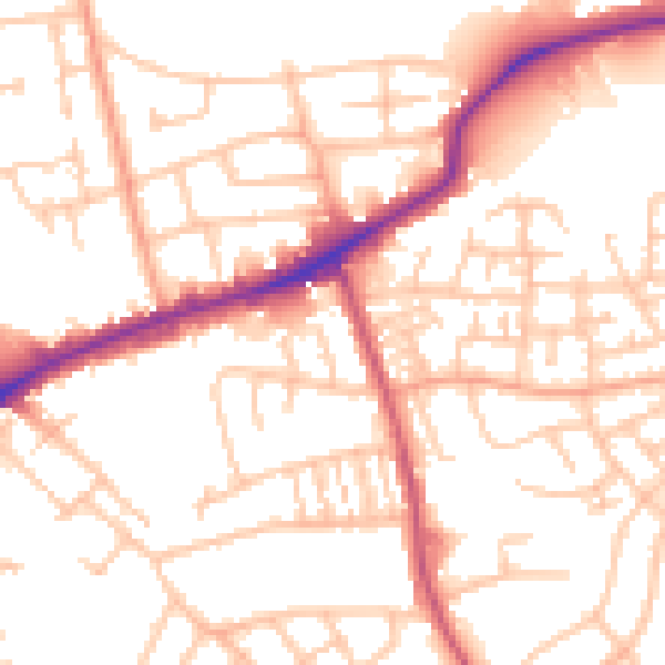 Daytime road noise heatmap for DY4 9NF