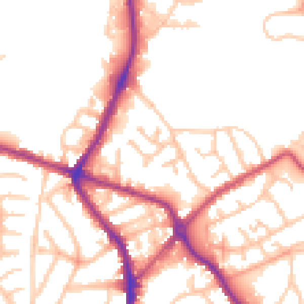 Daytime road noise heatmap for DY4 9TD