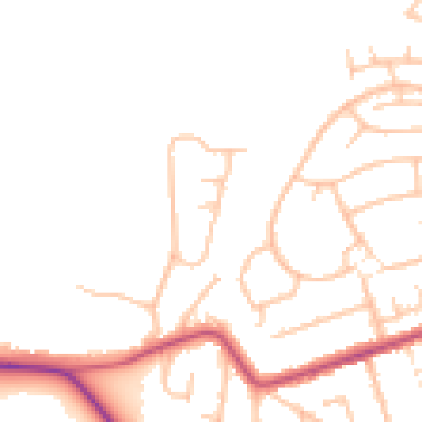 Daytime road noise heatmap for DY7 6SL