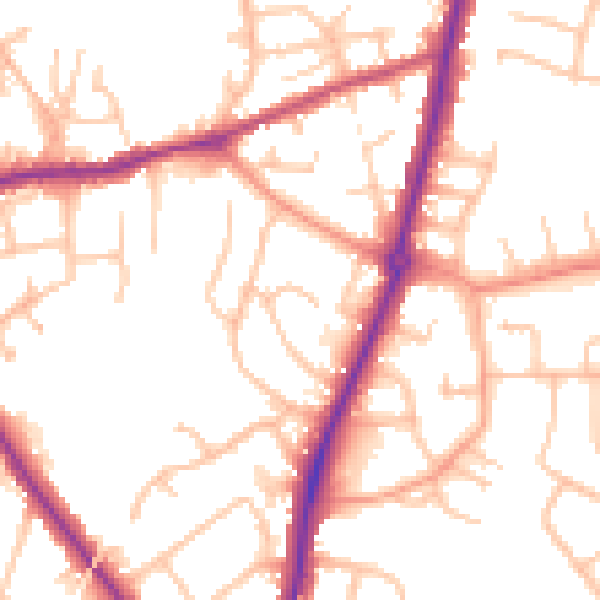 Daytime road noise heatmap for DY9 0YB