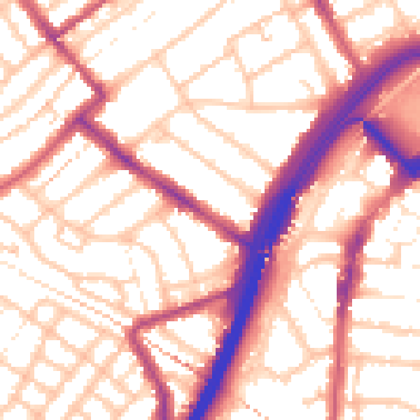 Daytime road noise heatmap for E11 1BW