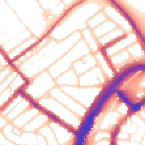 Daytime road noise heatmap for E11 1JQ