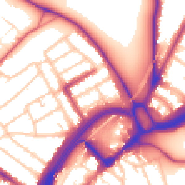 Daytime road noise heatmap for E11 1NE