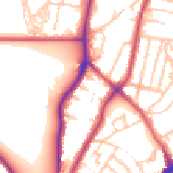Daytime road noise heatmap for E11 1PZ