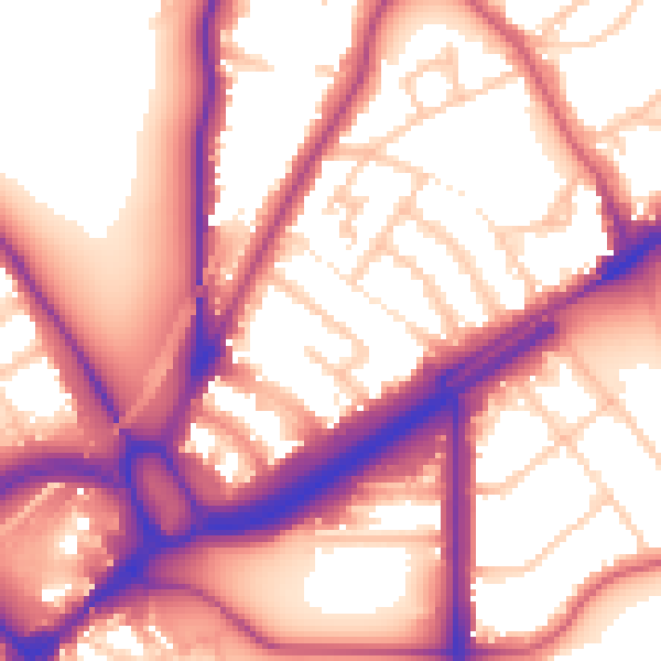 Daytime road noise heatmap for E11 2TA