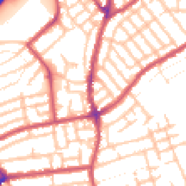 Daytime road noise heatmap for E11 3HU