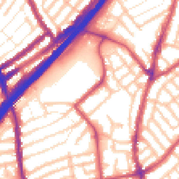 Daytime road noise heatmap for E11 4GZ