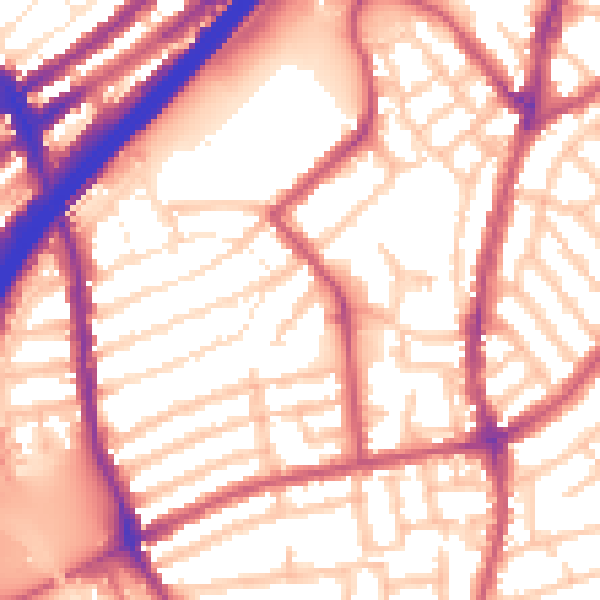 Daytime road noise heatmap for E11 4JE