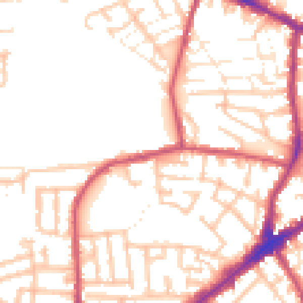 Daytime road noise heatmap for E13 0HB