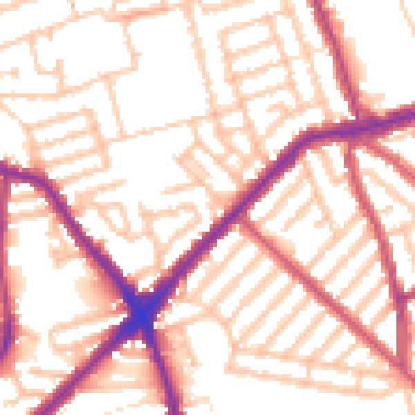 Daytime road noise heatmap for E13 9DJ