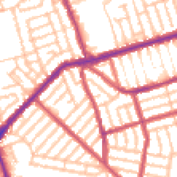 Daytime road noise heatmap for E13 9PS