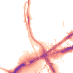 Night-time road noise heatmap for E16 4QW