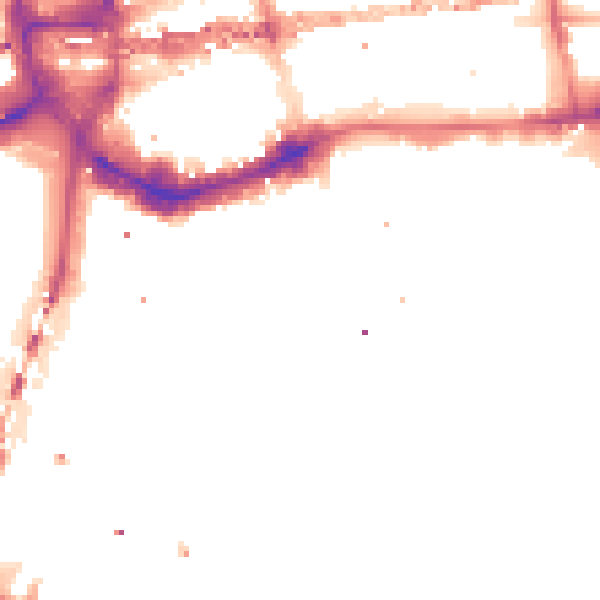 Night-time road noise heatmap for E1W 1LT