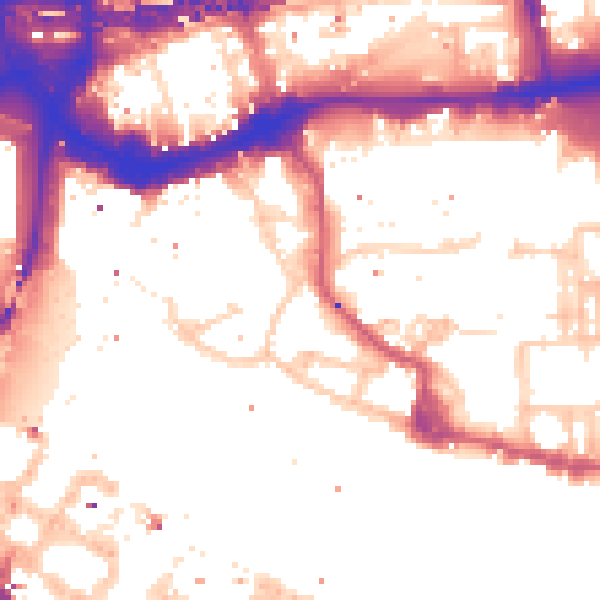 Daytime road noise heatmap for E1W 1YD