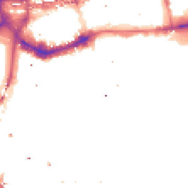 Night-time road noise heatmap for E1W 1YD