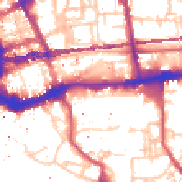 Daytime road noise heatmap for E1W 2BQ