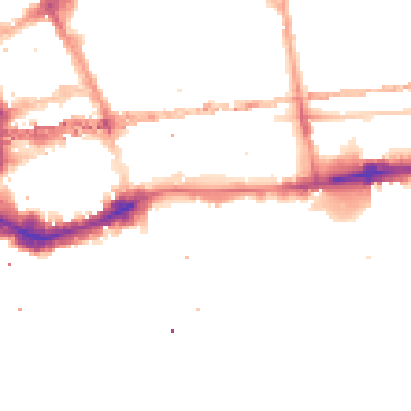 Night-time road noise heatmap for E1W 2BQ