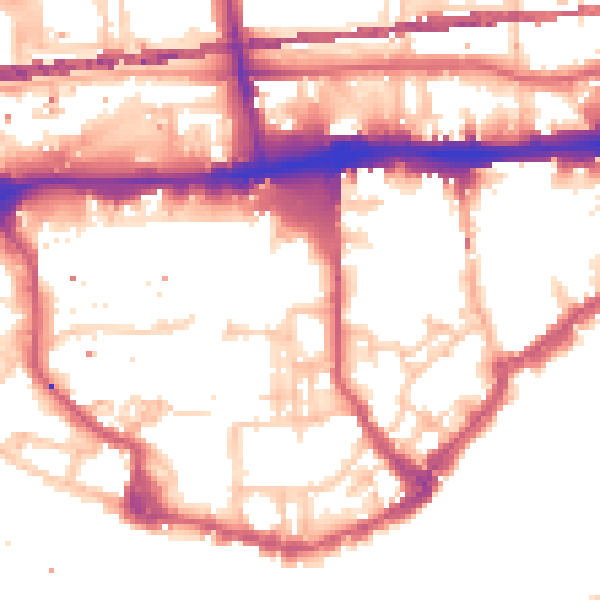 Daytime road noise heatmap for E1W 2JG