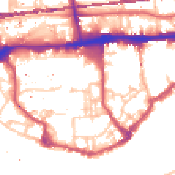 Daytime road noise heatmap for E1W 2JH