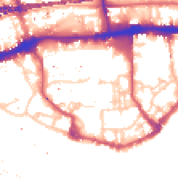 Daytime road noise heatmap for E1W 2JP