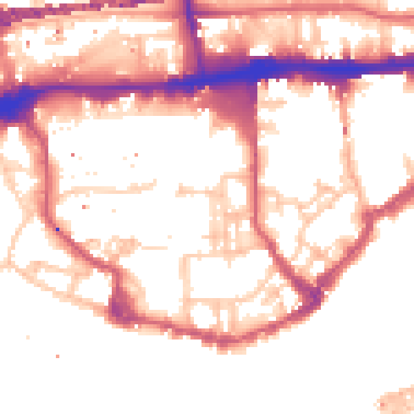 Daytime road noise heatmap for E1W 2JR