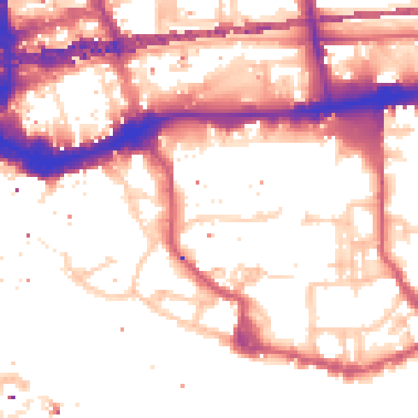 Daytime road noise heatmap for E1W 2JT